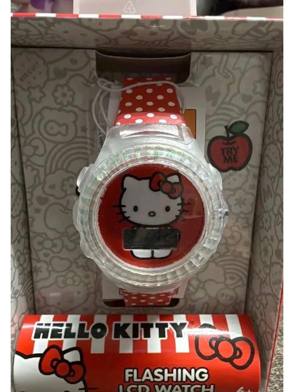 Hello Kitty Kids Flashing Lights LCD Watch with Printed St